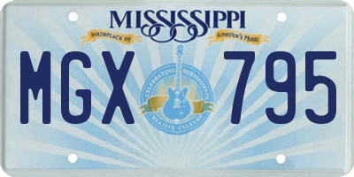MS license plate MGX795