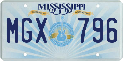 MS license plate MGX796