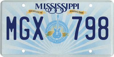 MS license plate MGX798