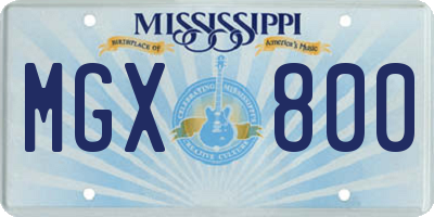 MS license plate MGX800