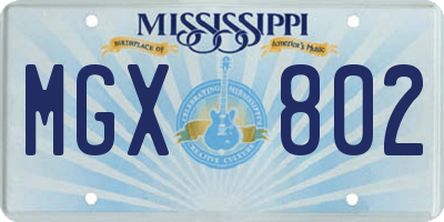 MS license plate MGX802