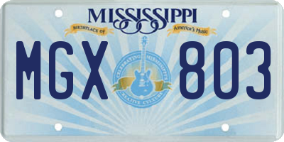 MS license plate MGX803