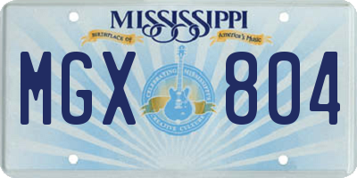 MS license plate MGX804