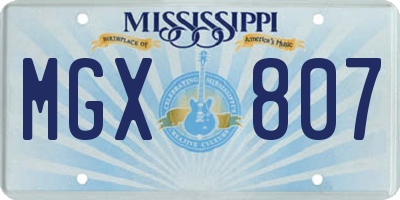 MS license plate MGX807