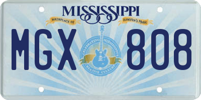 MS license plate MGX808
