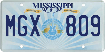 MS license plate MGX809