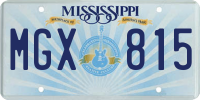 MS license plate MGX815