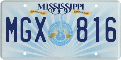 MS license plate MGX816