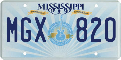 MS license plate MGX820