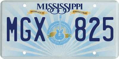 MS license plate MGX825