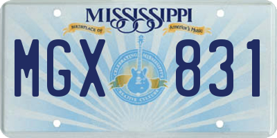 MS license plate MGX831