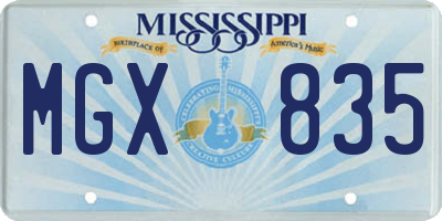 MS license plate MGX835