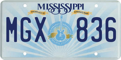 MS license plate MGX836