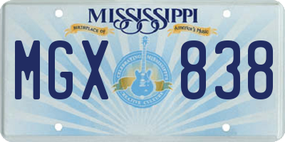 MS license plate MGX838