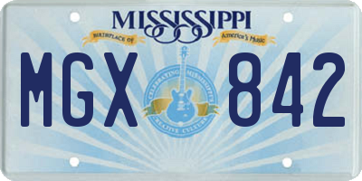 MS license plate MGX842