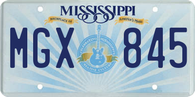 MS license plate MGX845