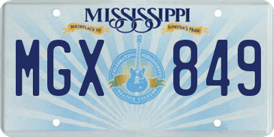 MS license plate MGX849
