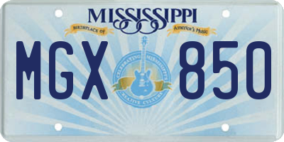 MS license plate MGX850
