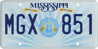 MS license plate MGX851