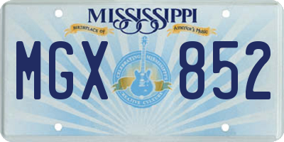MS license plate MGX852