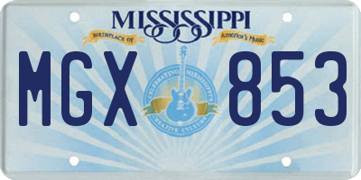 MS license plate MGX853