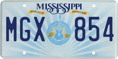 MS license plate MGX854