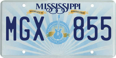 MS license plate MGX855