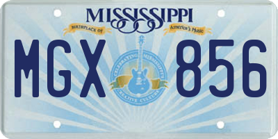 MS license plate MGX856