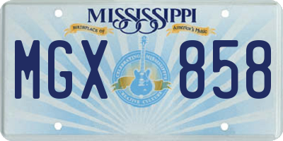 MS license plate MGX858