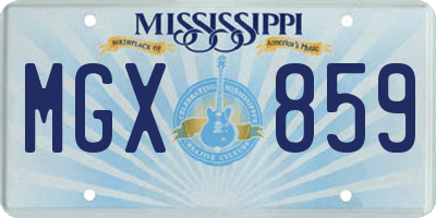 MS license plate MGX859