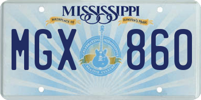 MS license plate MGX860