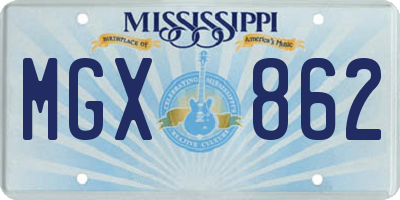 MS license plate MGX862