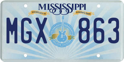 MS license plate MGX863