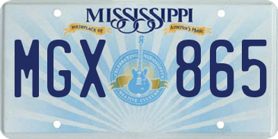 MS license plate MGX865