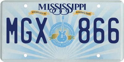 MS license plate MGX866