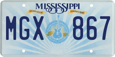 MS license plate MGX867
