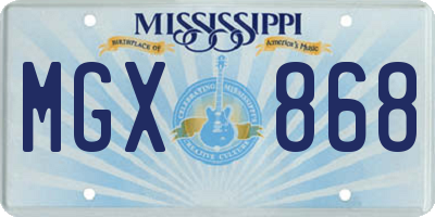 MS license plate MGX868