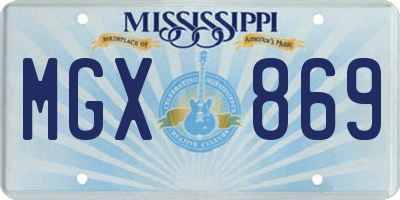 MS license plate MGX869