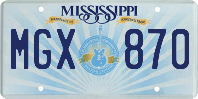 MS license plate MGX870