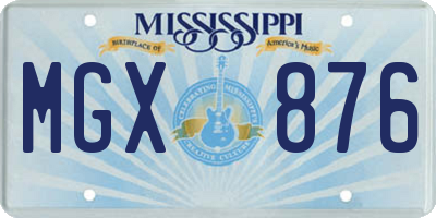 MS license plate MGX876