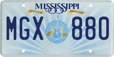 MS license plate MGX880