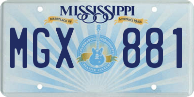 MS license plate MGX881