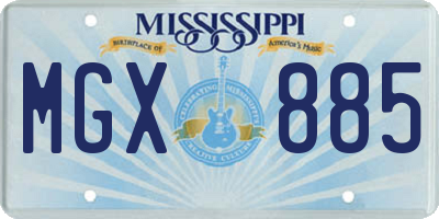 MS license plate MGX885