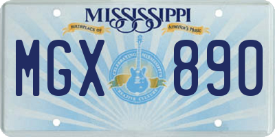 MS license plate MGX890