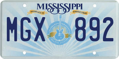 MS license plate MGX892