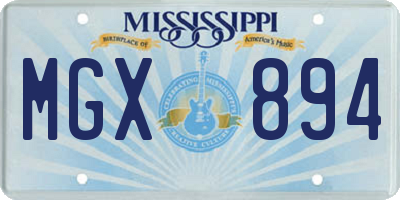 MS license plate MGX894
