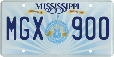 MS license plate MGX900