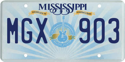 MS license plate MGX903