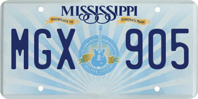MS license plate MGX905