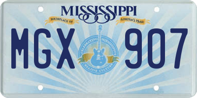 MS license plate MGX907